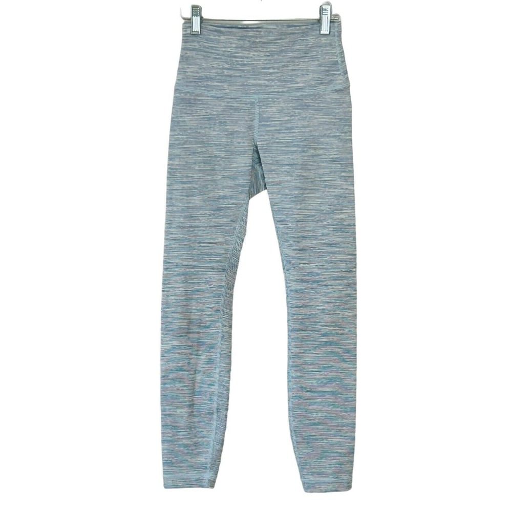 Lululemon Wunder Under High Rise 7/8 Leggings Size 4 Blue Space Dye Luxtreme 25"